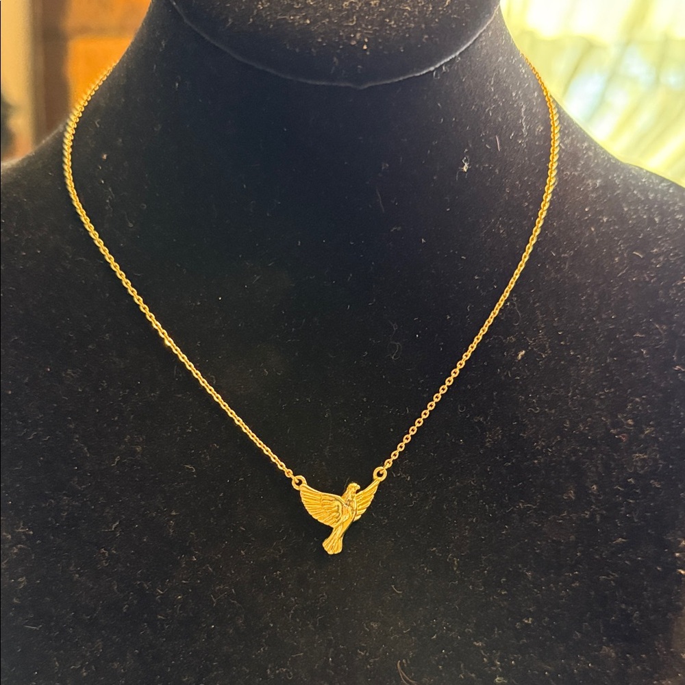 Delicate just for you brand gold tone, flying dove station necklace